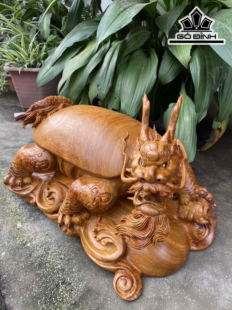 Tượng Long Quy Gỗ Hương Cao 30 Ngang 52 Sâu 30 (cm)