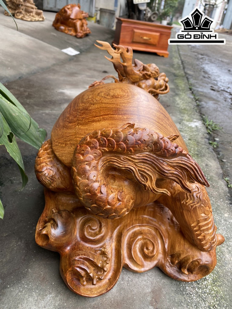 Tượng Long Quy Gỗ Hương Cao 30 Ngang 52 Sâu 30 (cm)