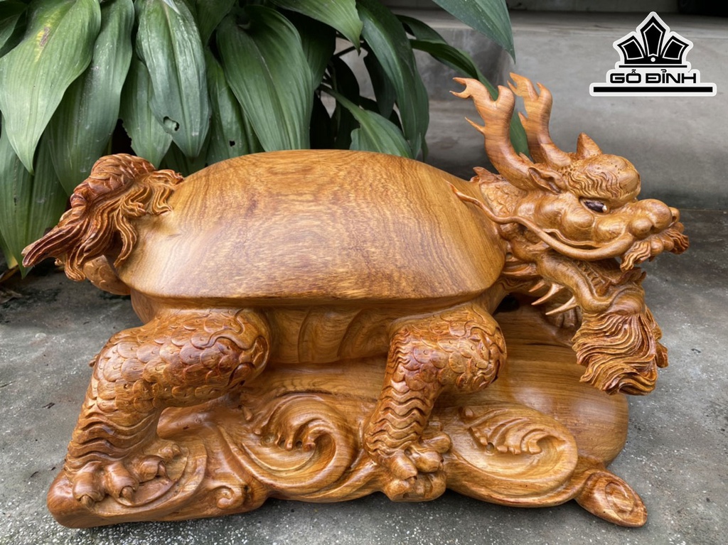 Tượng Long Quy Gỗ Hương Cao 30 Ngang 52 Sâu 30 (cm)