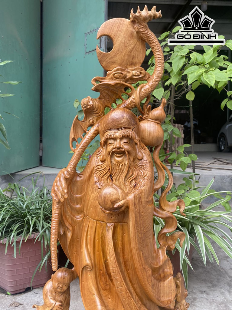 Tượng Ông Thọ Gỗ Hương Cao 81 Ngang 40 Sâu 20 (cm)