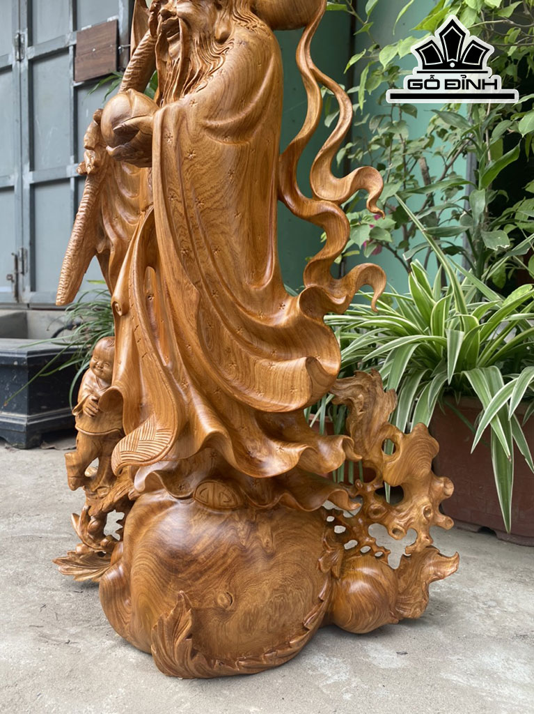 Tượng Ông Thọ Gỗ Hương Cao 81 Ngang 40 Sâu 20 (cm)