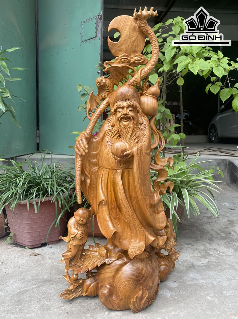 Tượng Ông Thọ Gỗ Hương Cao 81 Ngang 40 Sâu 20 (cm)