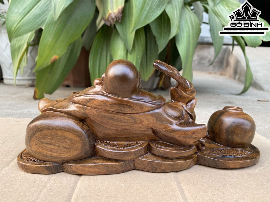 Tượng Phật Di Lặc Gỗ Bách Xanh Cao 11 Ngang 27 Sâu 12 (cm)