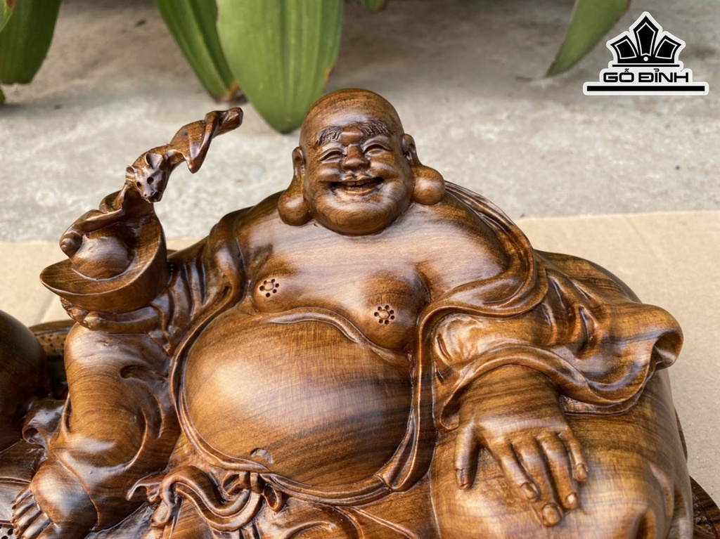 Tượng Phật Di Lặc Gỗ Bách Xanh Cao 11 Ngang 27 Sâu 12 (cm)