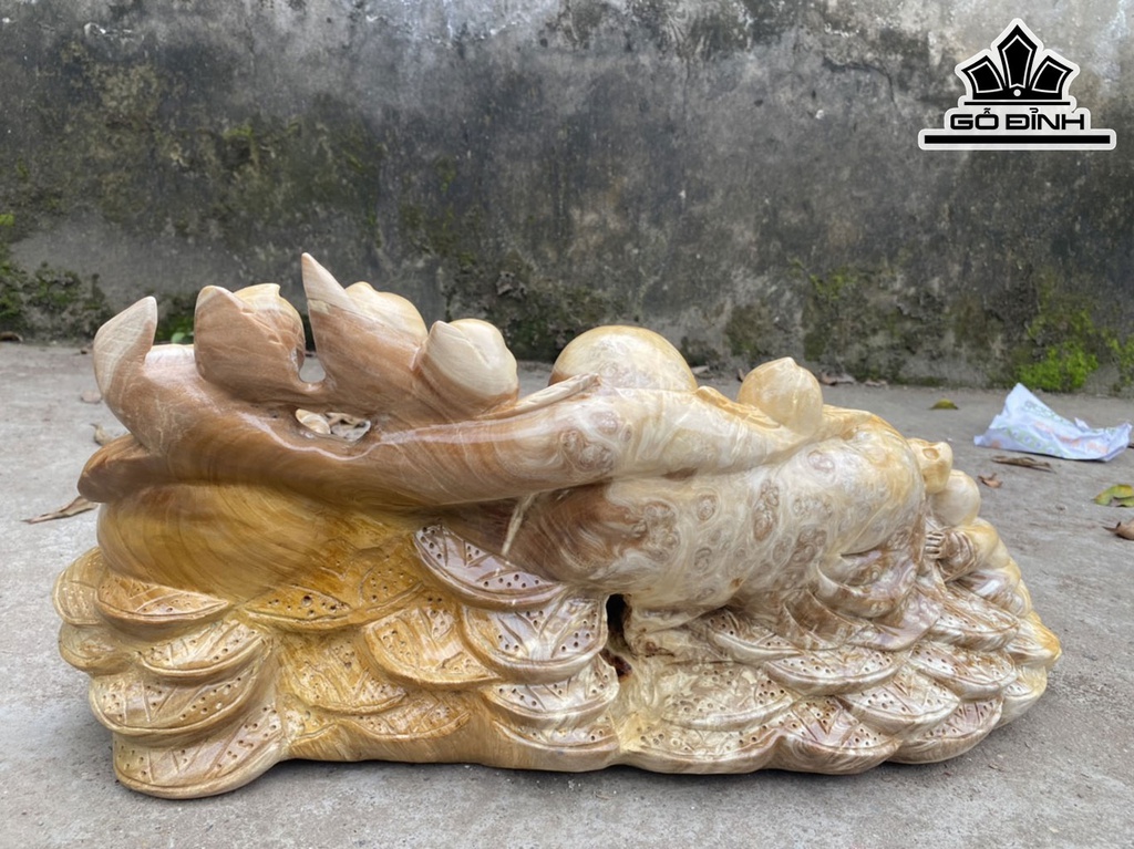 Tượng Phật Di Lặc Gỗ Nu Nghiến Cao 27 Ngang 60 Sâu 31 (cm)