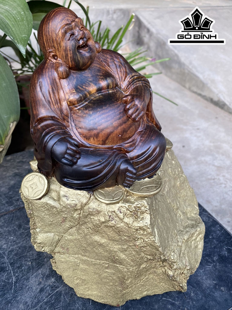 Tượng Phật Di Lặc Gỗ Trắc Cao 25 Ngang 20 Sâu 17 (cm)