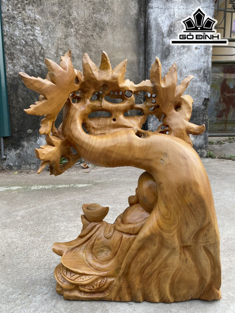 Tượng Phật Di Lặc Gỗ Xá Xị Cao 48 Ngang 33 Sâu 23 (cm)