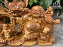 Tượng Phật Di Lặc Kéo Bao Tiền Gỗ Hương Cao 33 Ngang 65 Sâu 18 (cm)