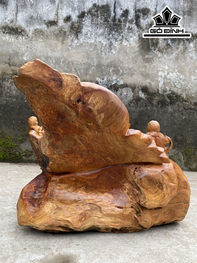 Tượng Phật Di Lặc Ngồi Bao Tiền Gỗ Hương Cao 46 Ngang 60 Sâu 30 (cm)