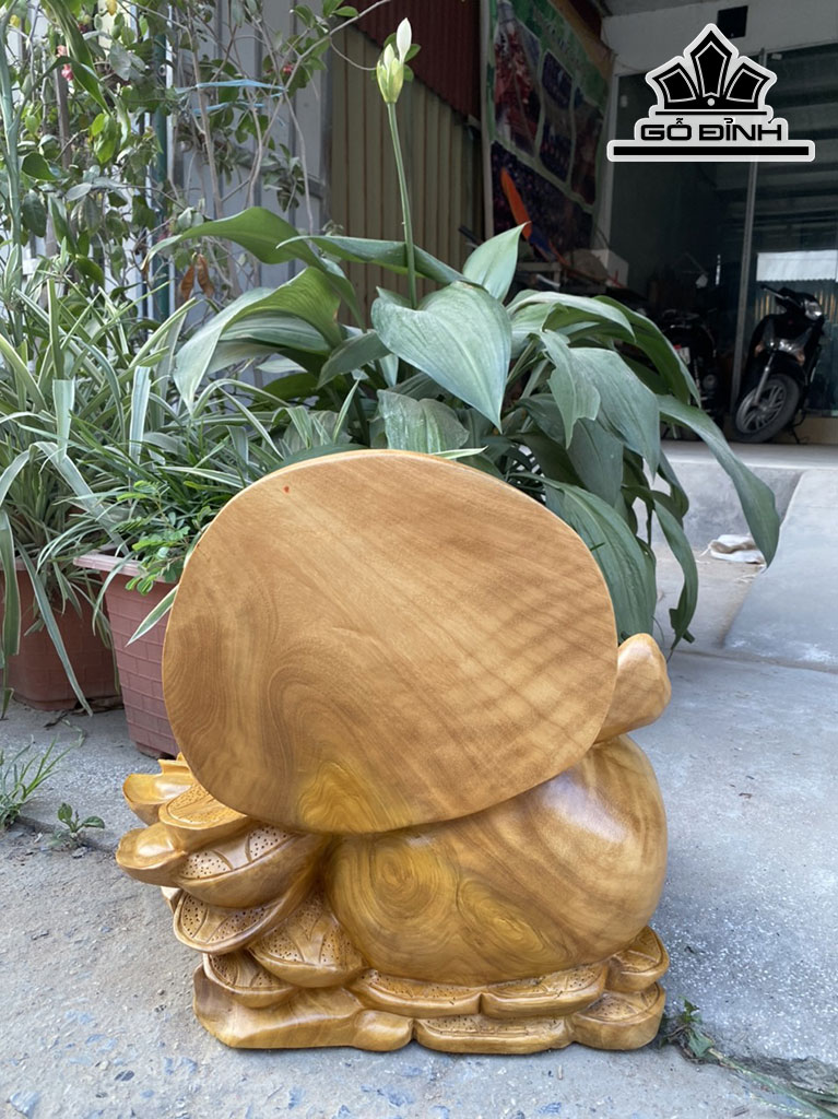 Tượng Phật Di Lặc Ngồi Bao Tiền Gỗ Xá Xị Cao 35 Ngang 38 Sâu 30 (cm)