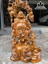 Tượng Phật Di Lặc Vác Cành Đào Gỗ Hương Cao 93 Ngang 45 Sâu 28 (cm)