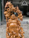 Tượng Phật Di Lặc Vác Cành Đào Gỗ Hương Cao 93 Ngang 45 Sâu 28 (cm)