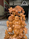 Tượng Phật Di Lặc Vác Cành Đào Gỗ Hương Cao 97 Ngang 55 Sâu 30 (cm)