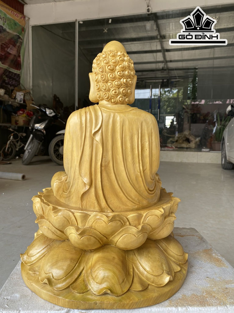 Tượng Phật Tổ Gỗ Mít Cao 50 Ngang 32 Sâu 32 (cm)