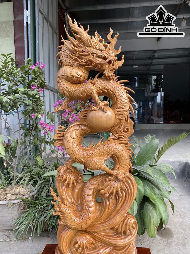 Tượng Rồng ( Nhất Long) Gỗ Ngọc Am Cao 125 Ngang 35 Sâu 20 (cm)