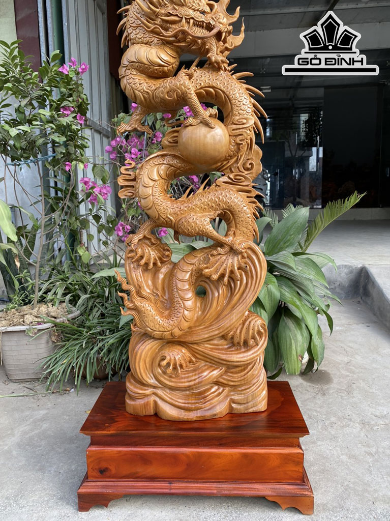 Tượng Rồng ( Nhất Long) Gỗ Ngọc Am Cao 125 Ngang 35 Sâu 20 (cm)