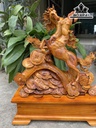 Tượng Song Mã Uyên Ương Gỗ Hương Cao 46 Ngang 46 Sâu 17 (cm)