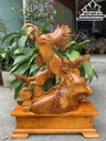 Tượng Song Mã Uyên Ương Gỗ Hương Cao 46 Ngang 46 Sâu 17 (cm)