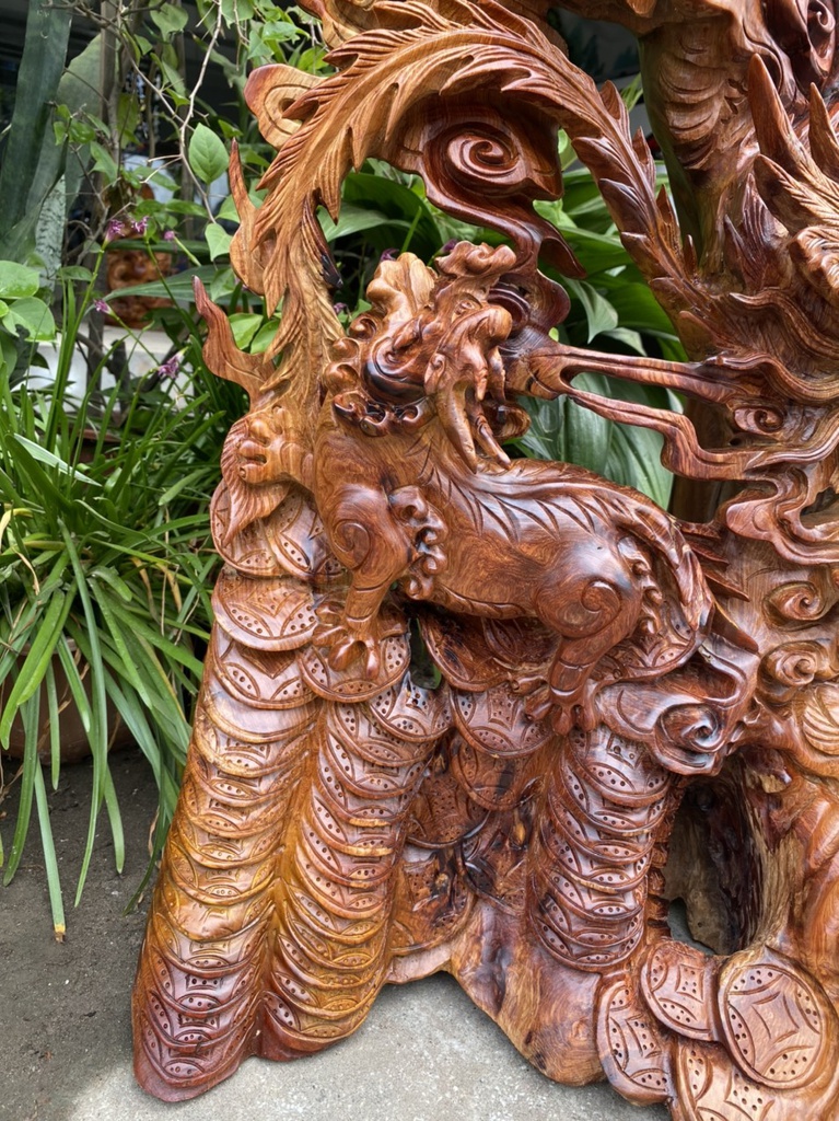 Tượng Tứ Linh Gỗ Hương Cao 103 Ngang 70 Sâu 38 (cm)