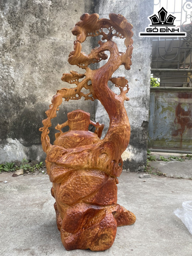Tượng Thần Tài Gỗ Hương Cao 79 Ngang 38 Sâu 30 (cm)