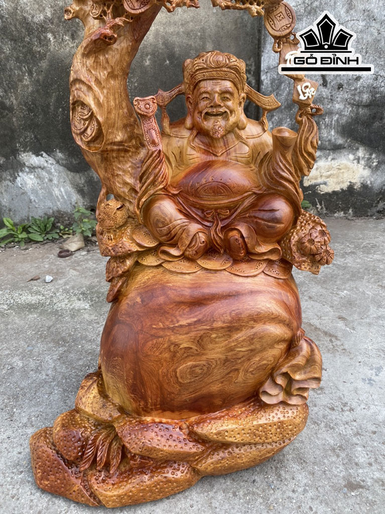 Tượng Thần Tài Gỗ Hương Cao 79 Ngang 38 Sâu 30 (cm)