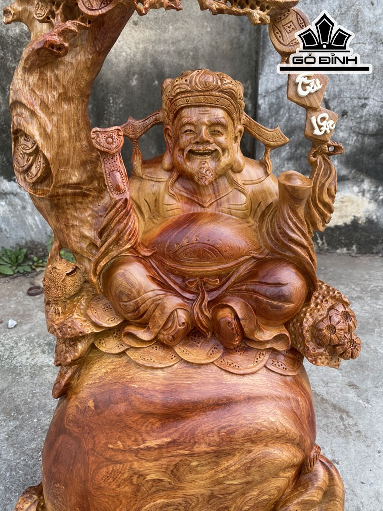 Tượng Thần Tài Gỗ Hương Cao 79 Ngang 38 Sâu 30 (cm)