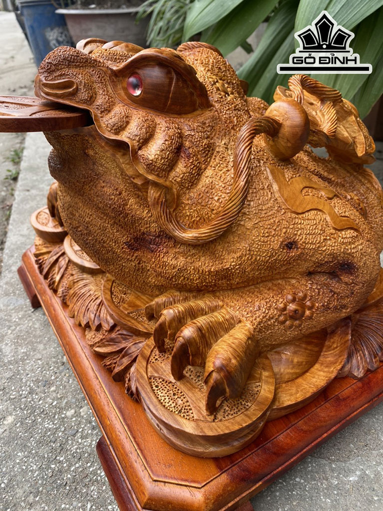 Tượng Thiềm Thừ Gỗ Hương Cao 26 Ngang 40 Sâu 31 (cm)