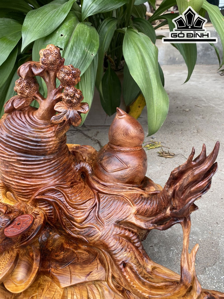 Tượng Thiềm Thừ Gỗ Hương Cao 33 Ngang 39 Sâu 28 (cm)