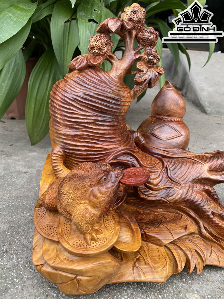 Tượng Thiềm Thừ Gỗ Hương Cao 33 Ngang 39 Sâu 28 (cm)