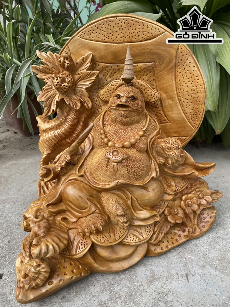 Tượng Thiềm Thừ Gỗ Xá Xị Cao 36 Ngang 32 Sâu 23 (cm)