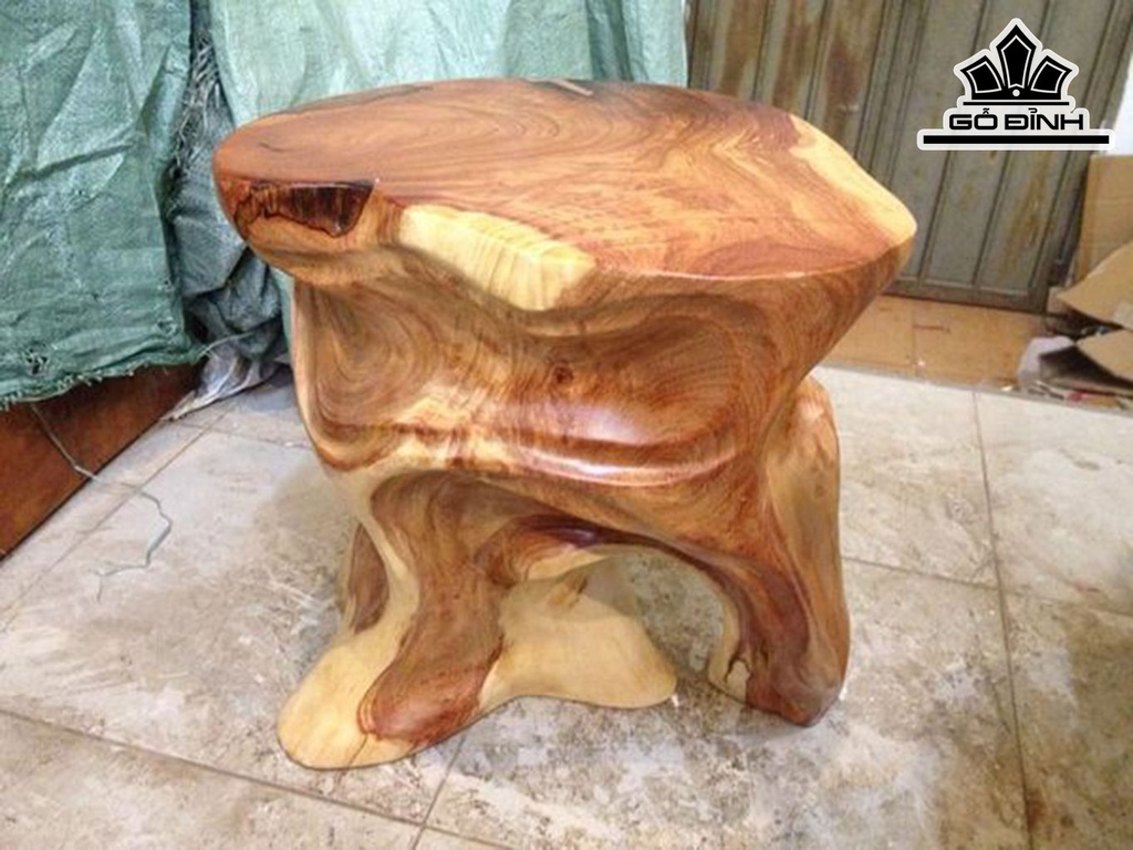 Đôn Gỗ, Đôn Gốc Cây Gỗ Gõ Đỏ (Cà te) Cao 42 Mặt 39-38 (cm) DC134