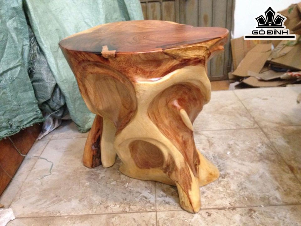 Đôn Gỗ, Đôn Gốc Cây Gỗ Gõ Đỏ (Cà te) Cao 42 Mặt 39-38 (cm) DC134