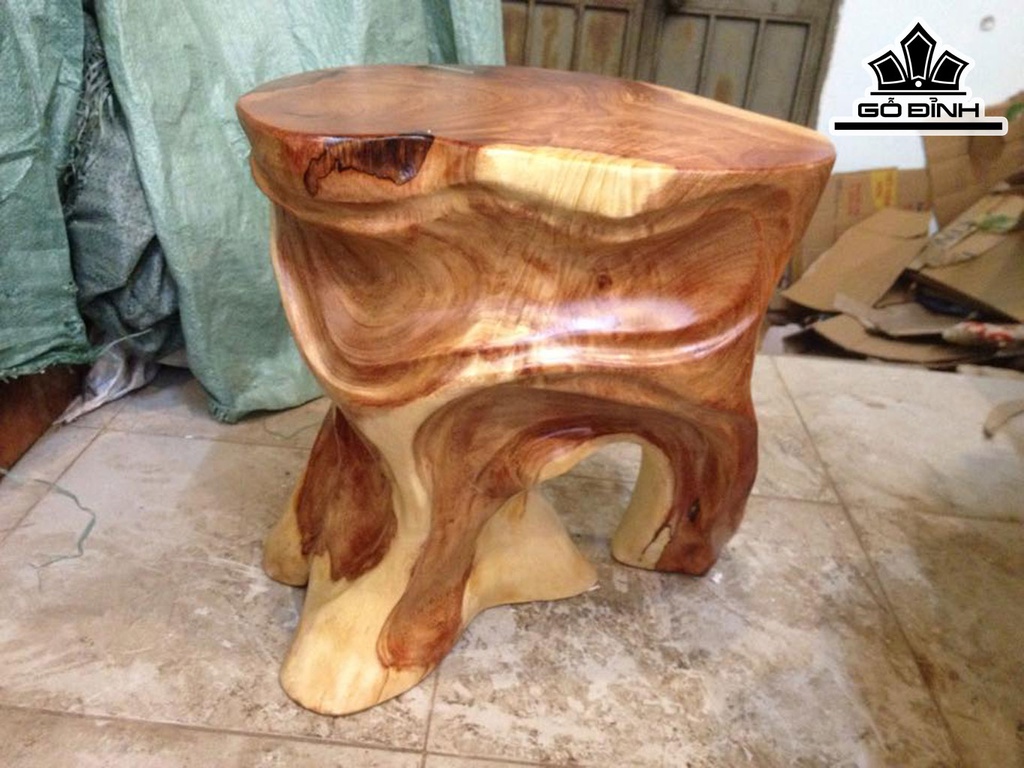 Đôn Gỗ, Đôn Gốc Cây Gỗ Gõ Đỏ (Cà te) Cao 42 Mặt 39-38 (cm) DC134