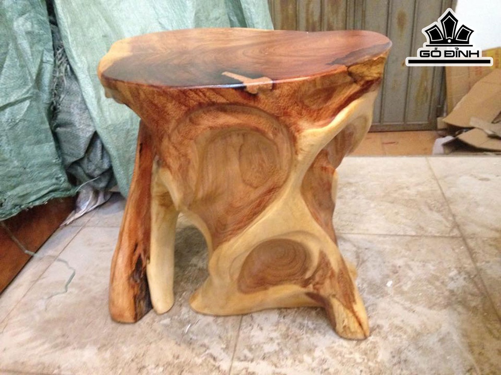 Đôn Gỗ, Đôn Gốc Cây Gỗ Gõ Đỏ (Cà te) Cao 42 Mặt 39-38 (cm) DC134
