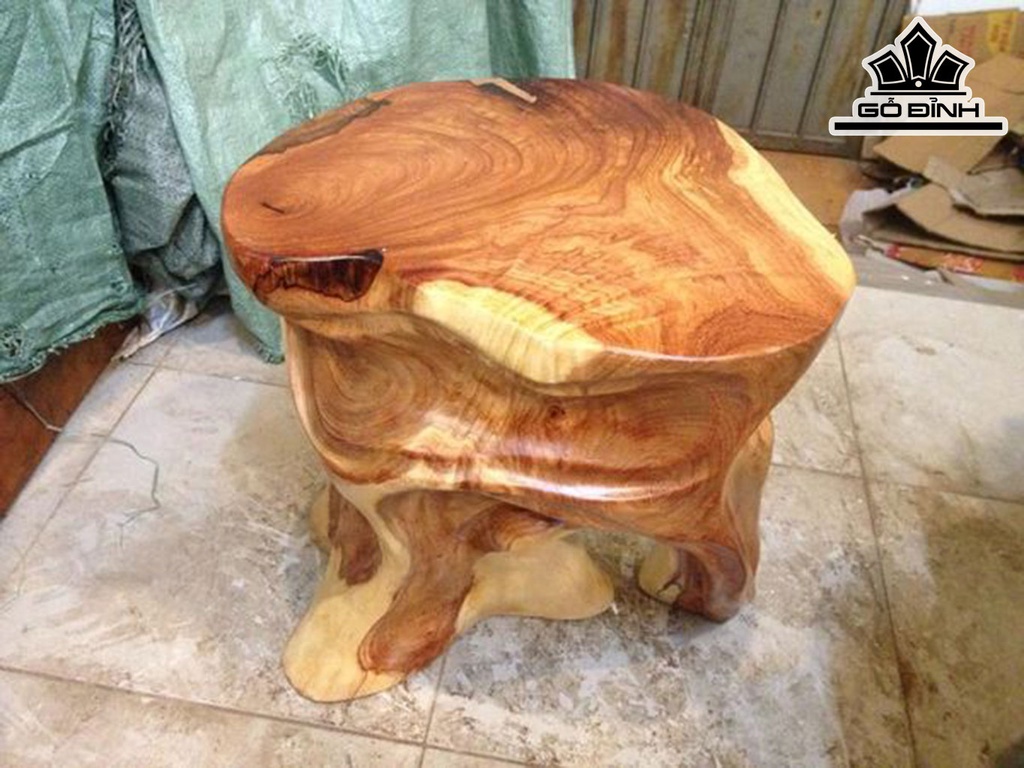 Đôn Gỗ, Đôn Gốc Cây Gỗ Gõ Đỏ (Cà te) Cao 42 Mặt 39-38 (cm) DC134