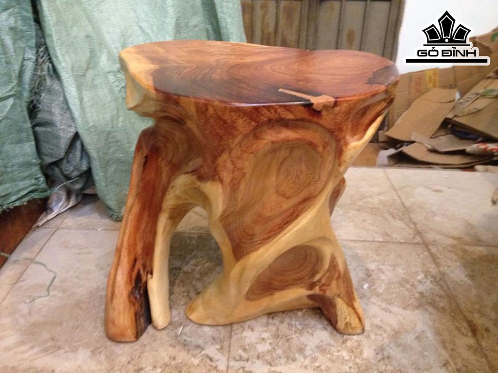 Đôn Gỗ, Đôn Gốc Cây Gỗ Gõ Đỏ (Cà te) Cao 42 Mặt 39-38 (cm) DC134