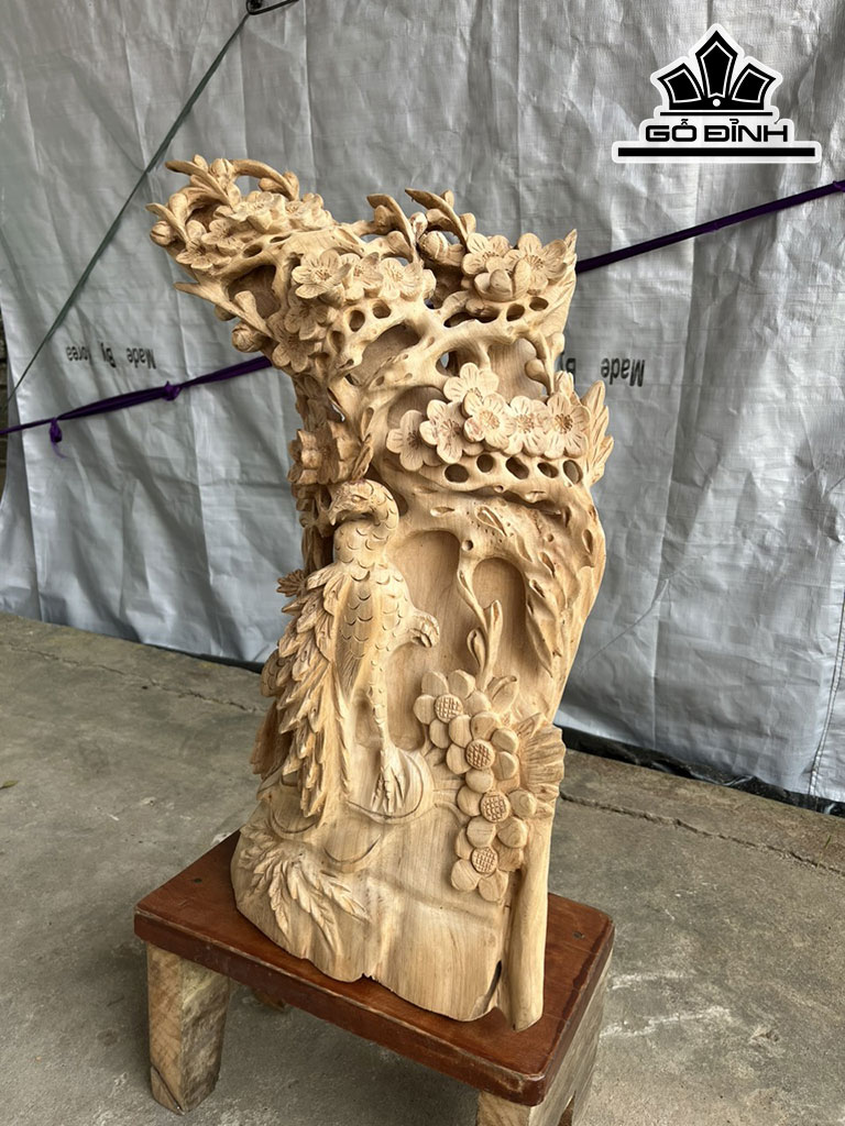 Tượng Phu Thê Viên Mãn Gỗ Ngọc Am Cao 59 Ngang 40 Sâu 19 (cm)