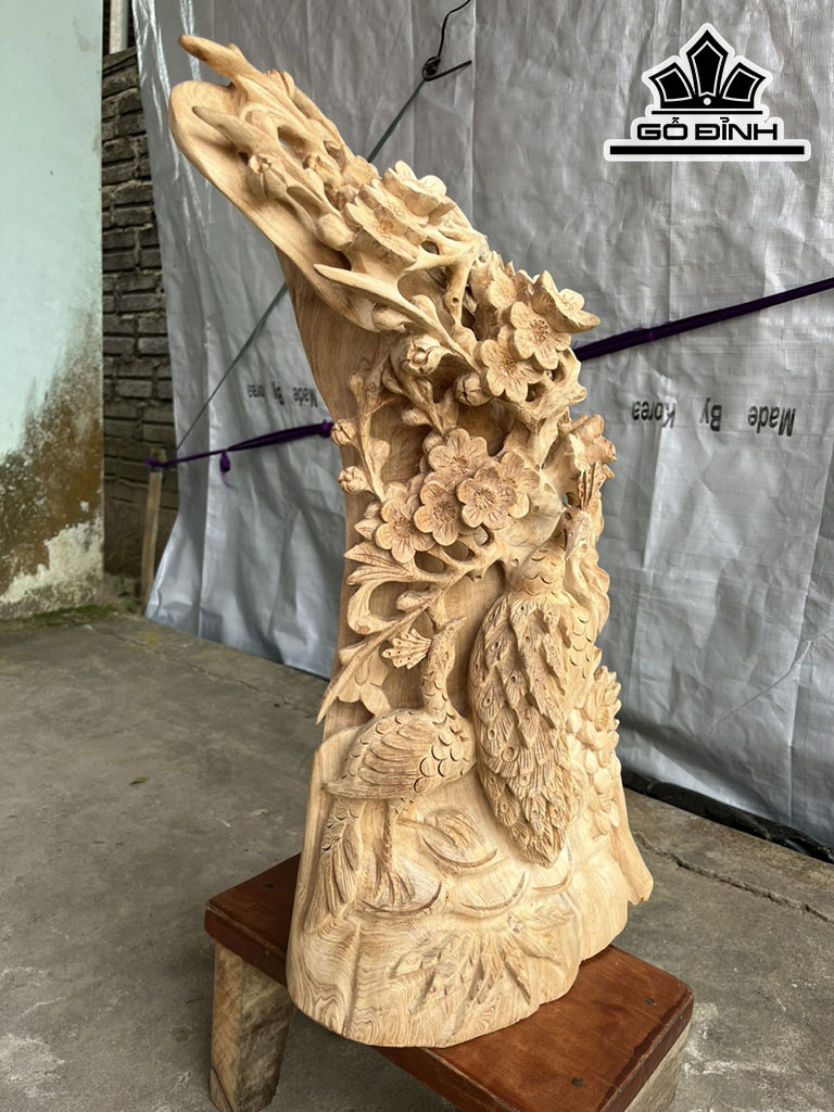 Tượng Phu Thê Viên Mãn Gỗ Ngọc Am Cao 59 Ngang 40 Sâu 19 (cm)