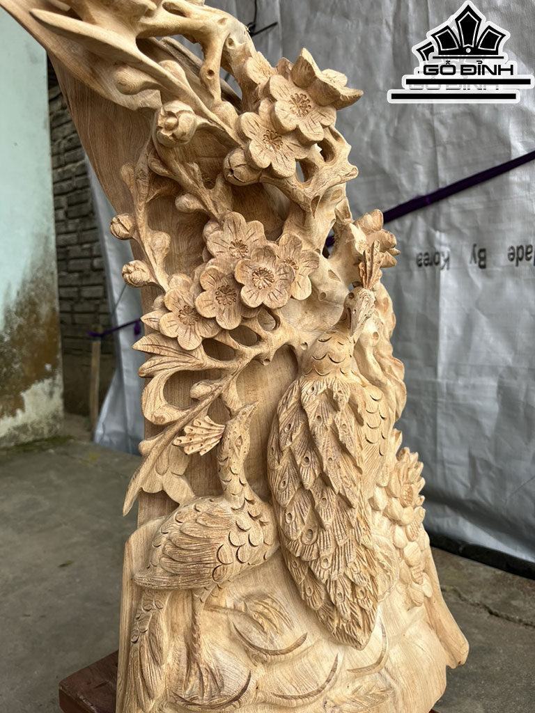 Tượng Phu Thê Viên Mãn Gỗ Ngọc Am Cao 59 Ngang 40 Sâu 19 (cm)