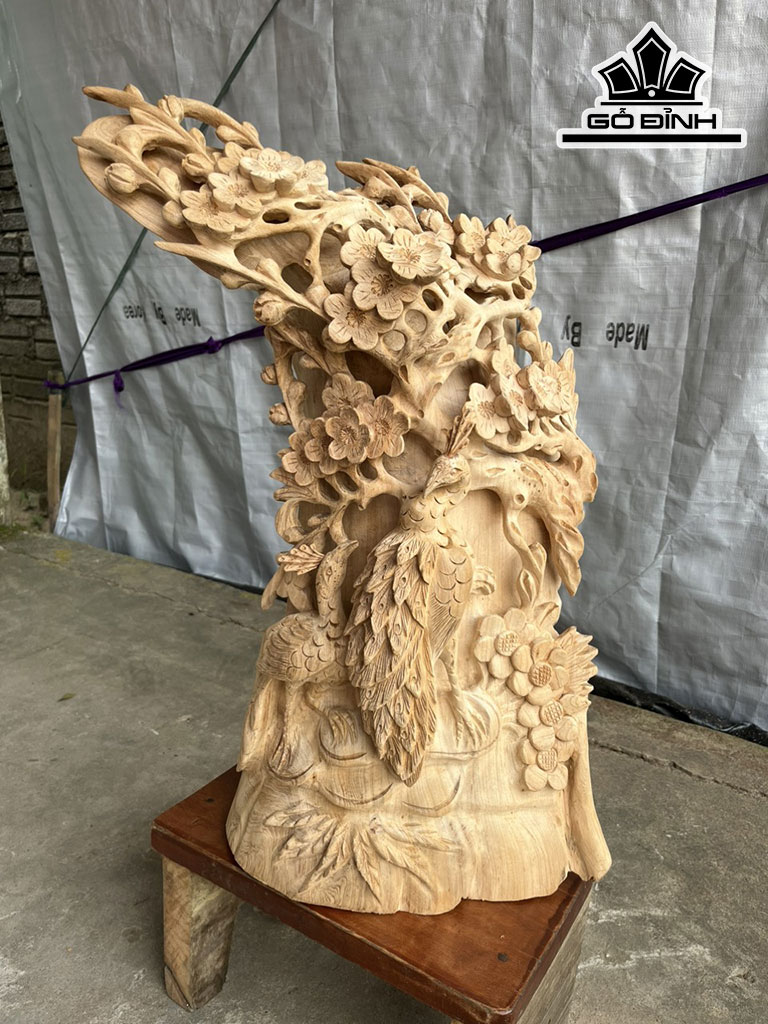 Tượng Phu Thê Viên Mãn Gỗ Ngọc Am Cao 59 Ngang 40 Sâu 19 (cm)