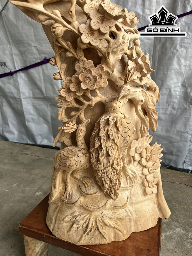 Tượng Phu Thê Viên Mãn Gỗ Ngọc Am Cao 59 Ngang 40 Sâu 19 (cm)