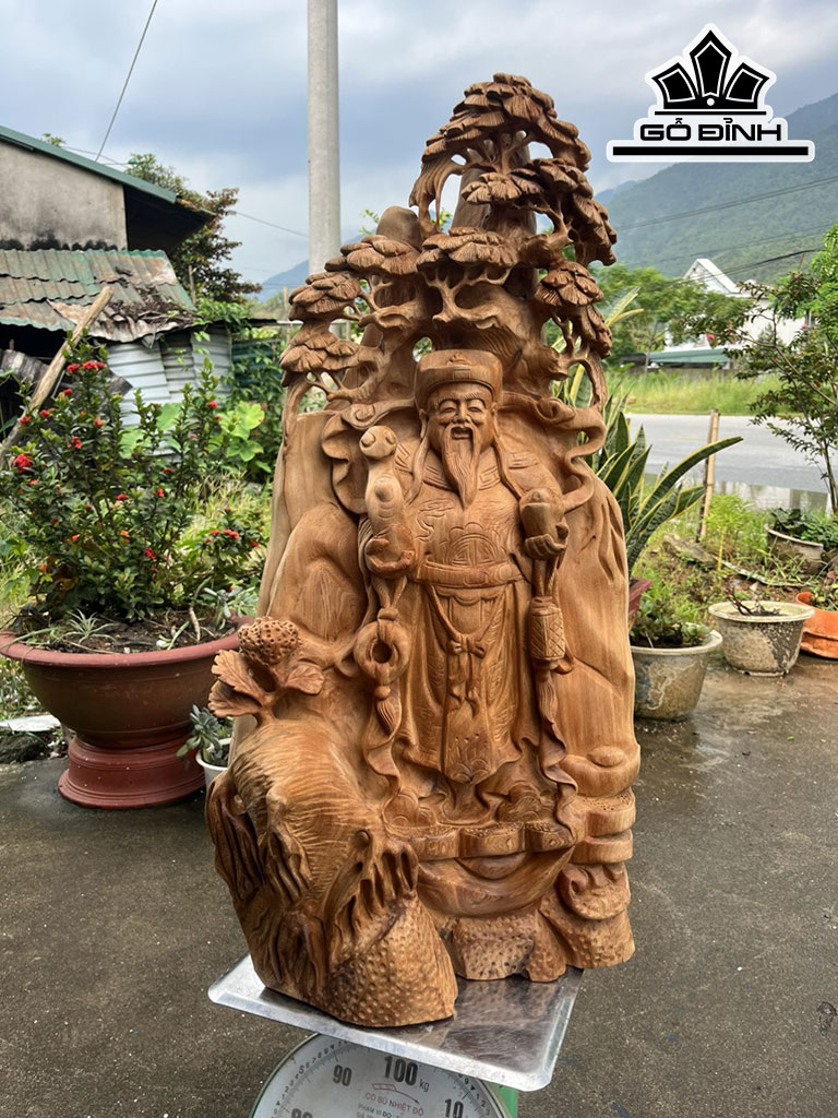 Tượng Thần Tài Gỗ Ngọc Am Cao 86 Ngang 42 Sâu 22 (cm)
