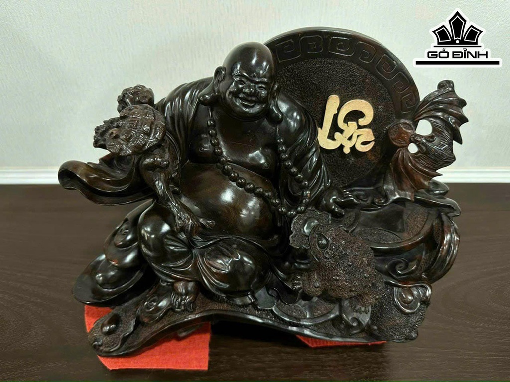 Tượng Phật Di Lặc Gỗ Trắc Cao 27 Ngang 32 Sâu 18 (cm)