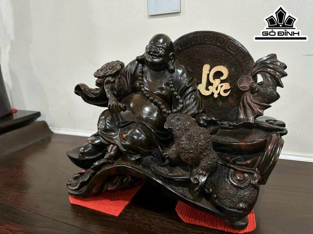 Tượng Phật Di Lặc Gỗ Trắc Cao 27 Ngang 32 Sâu 18 (cm)