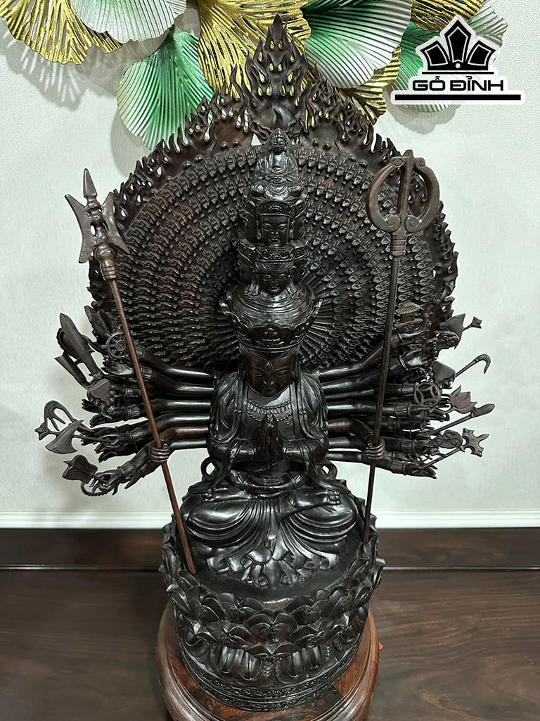 Tượng Phật Thiên Thủ Gỗ Trắc Cao 56 Đường Kính 24 (cm)