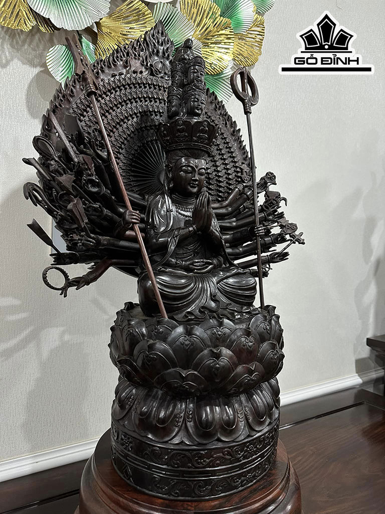 Tượng Phật Thiên Thủ Gỗ Trắc Cao 56 Đường Kính 24 (cm)