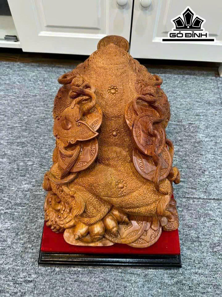 Tượng Thiềm Thừ Gỗ Hương Dài 50 Ngang 30 Cao 22 (cm)
