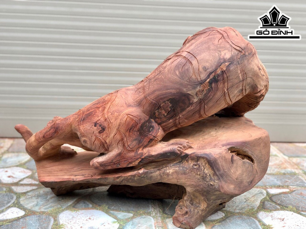 Tượng Hổ Phong Thủy Gỗ Hương Cao 57 Ngang 75 Sâu 41 (cm)