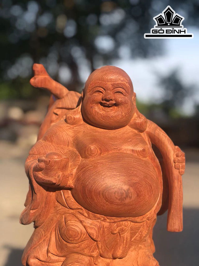 Tượng Phật Di Lặc Gỗ Hương Cao 45 Ngang 22 Sâu 21 (cm)