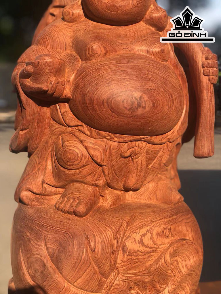 Tượng Phật Di Lặc Gỗ Hương Cao 45 Ngang 22 Sâu 21 (cm)